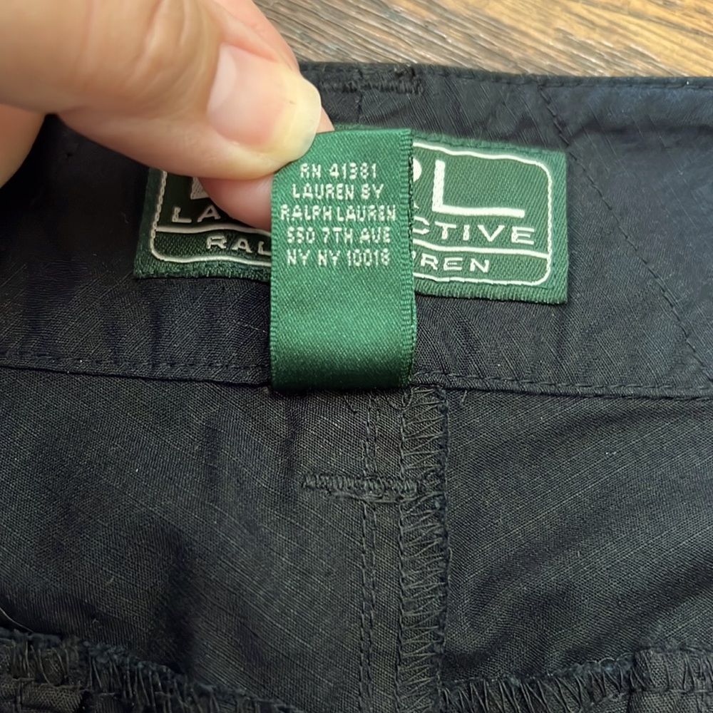 Ralph Lauren L-RL Active Black Cargo Cropped Cotton Pants Size 16 - Picture 10 of 10